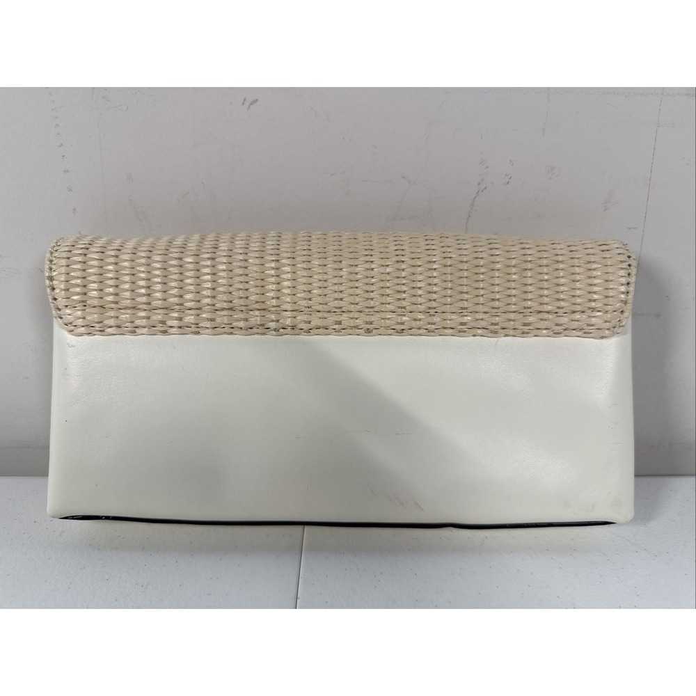 KATE SPADE Montford Park Straw Keira Bow Clutch Purse Cream Natural Leather Bag - Picture 2 of 11